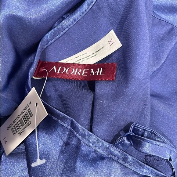 Adore Me Luana Plus Iris Print purple pajama set satin shorts tank 1x new w tags - Picture 8 of 10